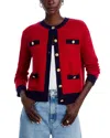C By Bloomingdale's Contrast Trim Cashmere Cardigan - 100% Exclusive In Purple
