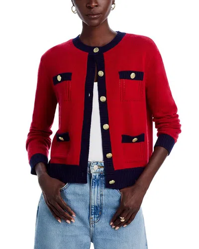C By Bloomingdale's Contrast Trim Cashmere Cardigan - 100% Exclusive In Purple