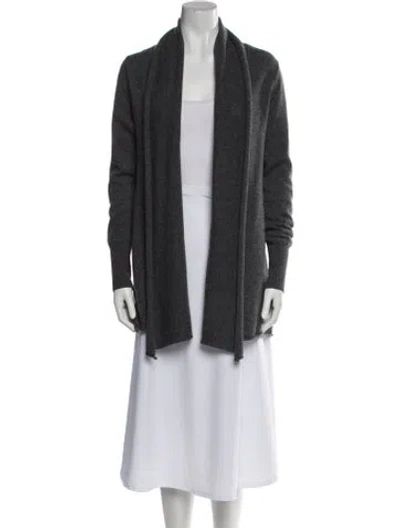 Pre-owned C By Bloomingdale's Cashmere Open Front Sweater In Gray