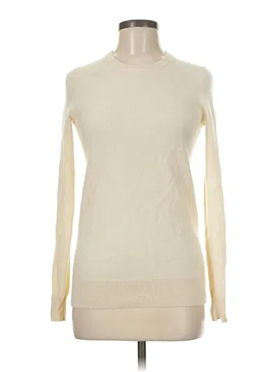Pre-owned C By Bloomingdale's Cashmere Pullover Sweater In White