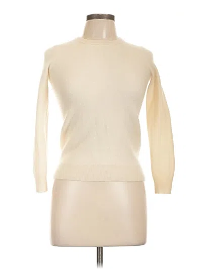 Pre-owned C By Bloomingdale's Cashmere Pullover Sweater In White