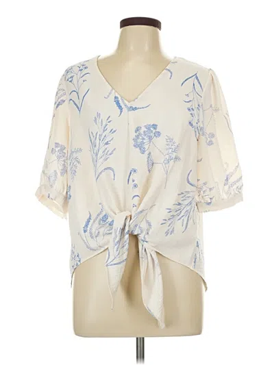 Pre-owned C By One 3/4 Sleeve Blouse In White