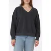 C&c California C & C California Delilah Sunwashed Fleece V-neck Sweatshirt In Black Sand