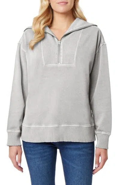 C&c California C & C California Hailey Sun Washed Fleece Zip Pullover In Silver Grey