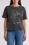 C&c California C & C California Toni Boxy Cotton Crop Tee In Black Sand Celestial Orbit