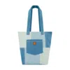 C&c California Denim Patchwork Tote With Pocket In Blue