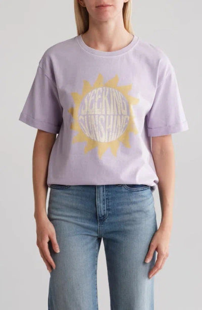 C&c California Drew Boyfriend T-shirt In Pastel Lilac Seeking Sunshine