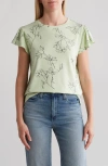 C&c California Estelle Flutter Sleeve T-shirt In Bok Choy Outline Floral