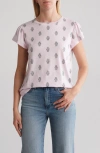 C&c California Estelle Flutter Sleeve T-shirt In Light Lilac Woodblock Floral