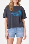 C&c California Toni Boxy Cotton Crop Tee In Black Sand Coastal Landscape