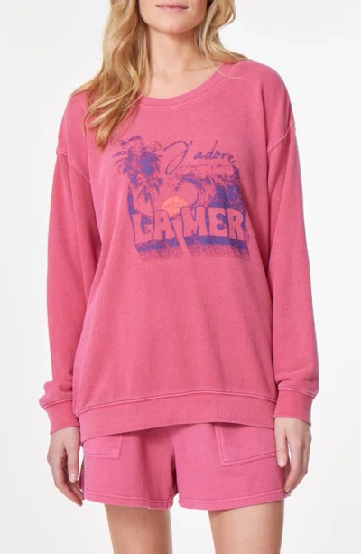 C&c California Valley Sun Washed Terry Pullover Sweater In J650 Pink