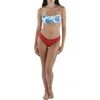 C&c California Womens Printed Bandeau Bikini Swim Top In White