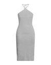 C-CLIQUE C-CLIQUE WOMAN MIDI DRESS LIGHT GREY SIZE S VISCOSE, METALLIC FIBER, POLYAMIDE, ELASTANE