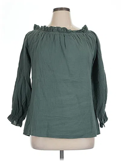 Pre-owned C+d+m Collection 3/4 Sleeve Blouse In Green