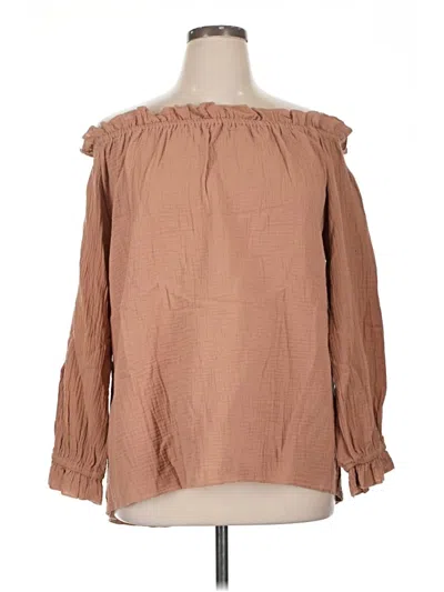 Pre-owned C+d+m Collection Long Sleeve Blouse In Brown