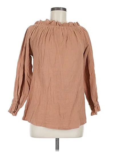 Pre-owned C+d+m Collection Long Sleeve Blouse In Brown
