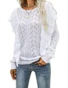 C+d+m Ruffle Detail Sweater In White In White