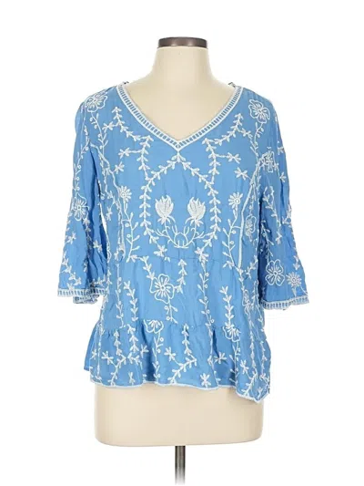 Pre-owned C Established 1946 3/4 Sleeve Blouse In Blue