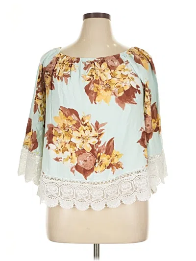 Pre-owned C Established 1946 3/4 Sleeve Blouse In Blue