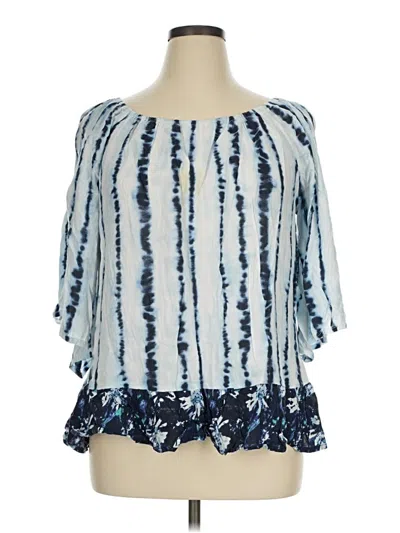 Pre-owned C Established 1946 3/4 Sleeve Blouse In Blue