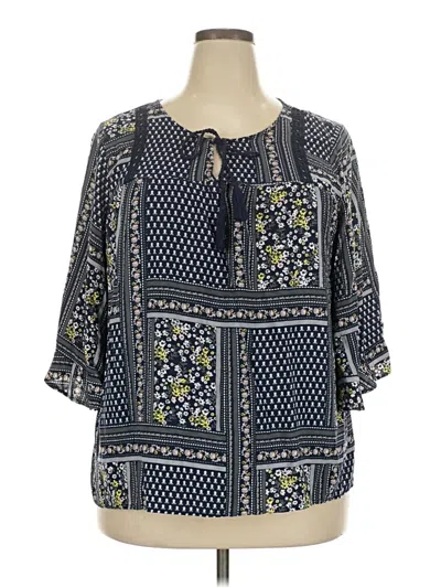 Pre-owned C Established 1946 3/4 Sleeve Blouse In Blue