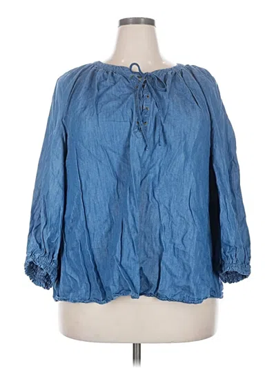 Pre-owned C Established 1946 3/4 Sleeve Blouse In Blue