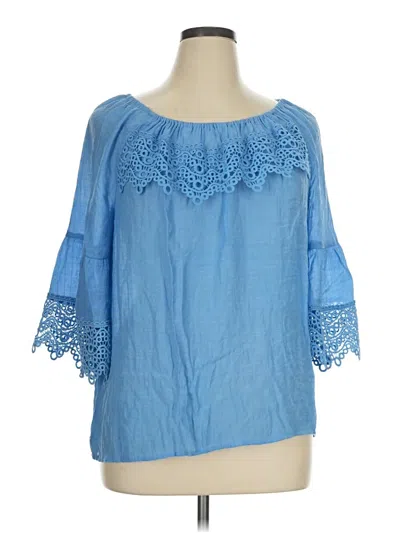 Pre-owned C Established 1946 3/4 Sleeve Blouse In Blue