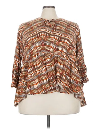 Pre-owned C Established 1946 3/4 Sleeve Blouse In Brown