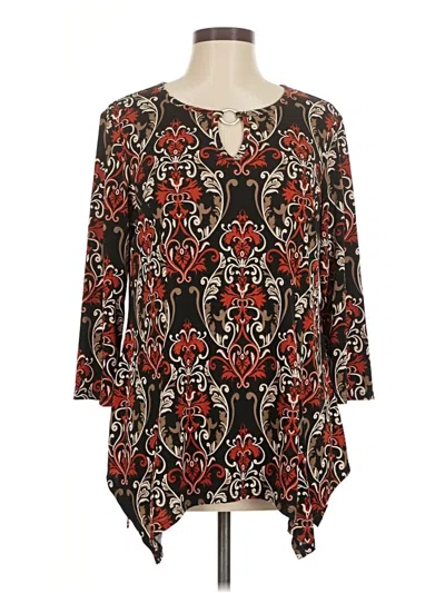 Pre-owned C Established 1946 3/4 Sleeve Blouse In Brown