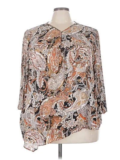 Pre-owned C Established 1946 3/4 Sleeve Blouse In Brown