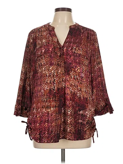Pre-owned C Established 1946 3/4 Sleeve Blouse In Burgundy