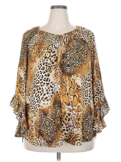 Pre-owned C Established 1946 3/4 Sleeve Blouse In Gold