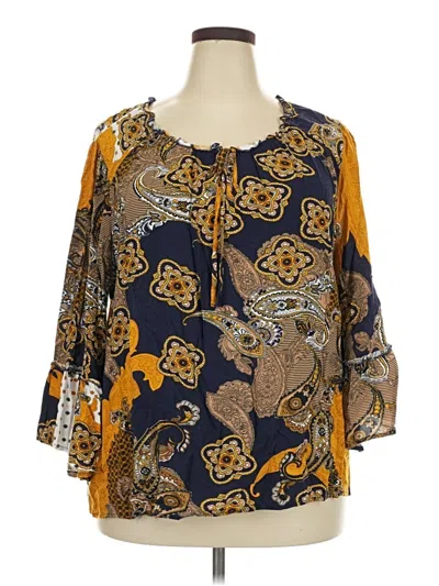 Pre-owned C Established 1946 3/4 Sleeve Blouse In Gold