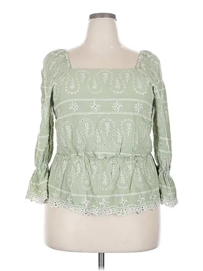 Pre-owned C Established 1946 3/4 Sleeve Blouse In Green