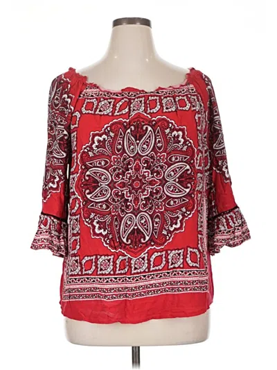 Pre-owned C Established 1946 3/4 Sleeve Blouse In Red