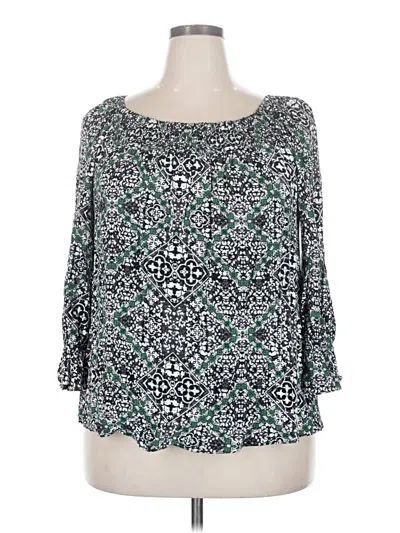 Pre-owned C Established 1946 3/4 Sleeve Blouse In Teal