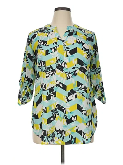 Pre-owned C Established 1946 3/4 Sleeve Blouse In Teal