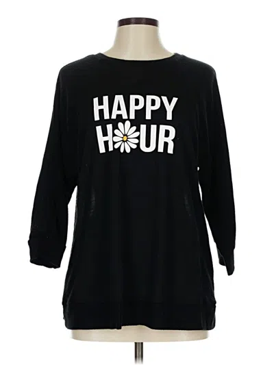 Pre-owned C Established 1946 3/4 Sleeve Top Black Boatneck Tops