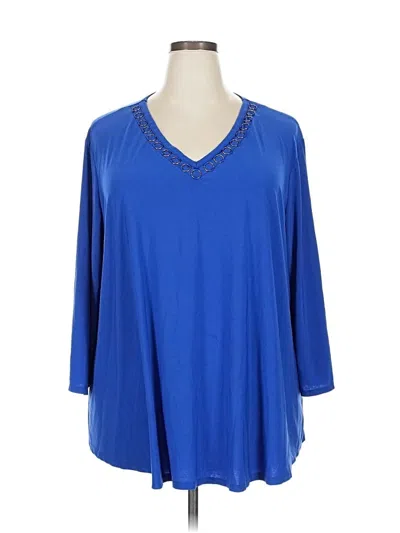 Pre-owned C Established 1946 3/4 Sleeve Top Blue V Neck Tops