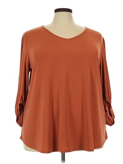 Pre-owned C Established 1946 3/4 Sleeve Top Brown Scoop Neck Tops