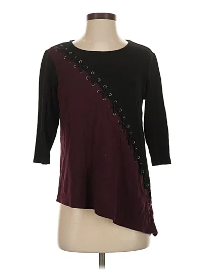 Pre-owned C Established 1946 3/4 Sleeve Top Burgundy One Shoulder Neckline Tops