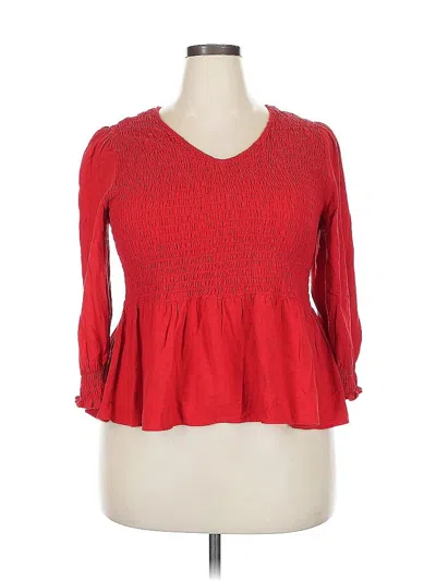 Pre-owned C Established 1946 3/4 Sleeve Top Red Sweetheart Neckline Tops