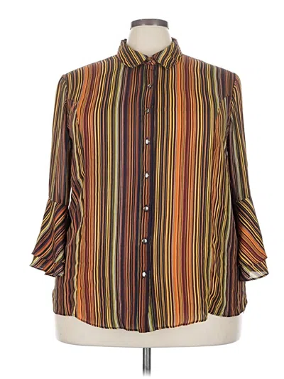 Pre-owned C Established 1946 Long Sleeve Blouse In Brown