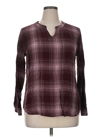 Pre-owned C Established 1946 Long Sleeve Blouse In Burgundy