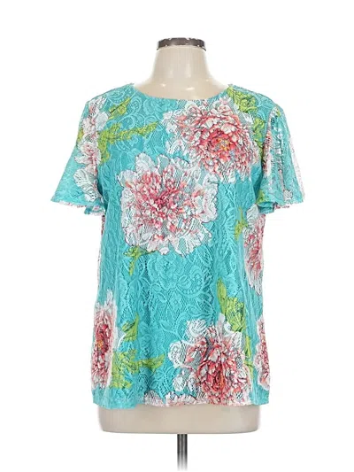 Pre-owned C Established 1946 Short Sleeve Blouse In Blue