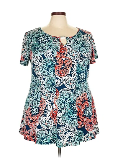 Pre-owned C Established 1946 Short Sleeve Blouse In Blue