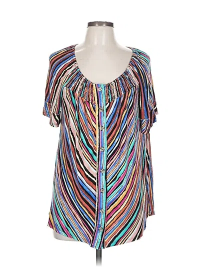 Pre-owned C Established 1946 Short Sleeve Blouse In Blue