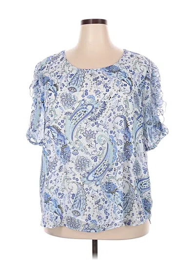 Pre-owned C Established 1946 Short Sleeve Blouse In Blue