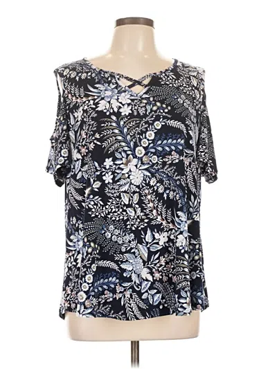 Pre-owned C Established 1946 Short Sleeve Blouse In Blue