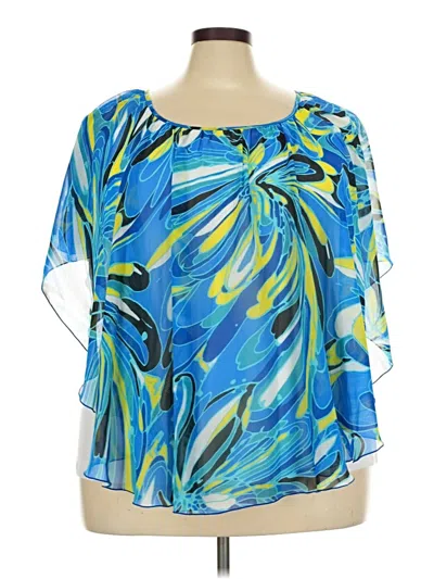 Pre-owned C Established 1946 Short Sleeve Blouse In Blue